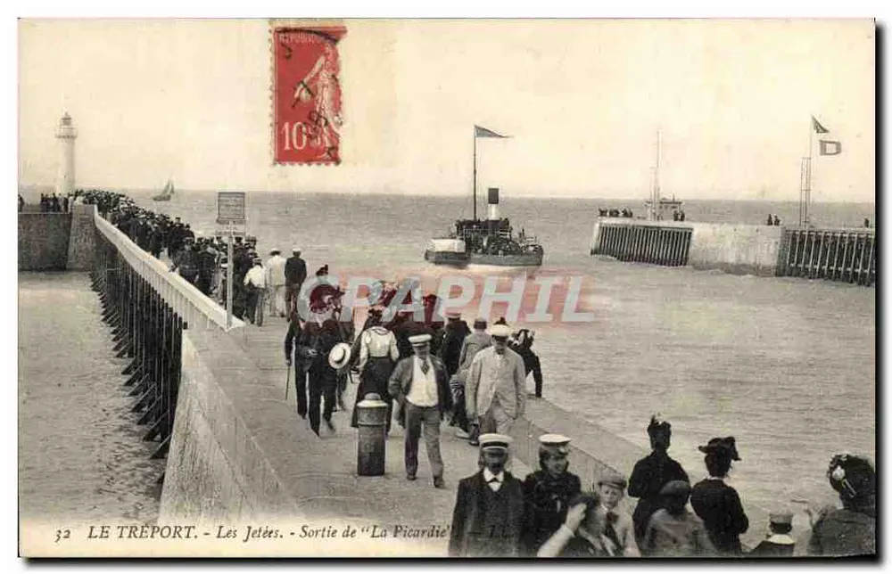 Le Tréport - Die Molen - Abfahrt der 'La Picardie' — Graphil, Nr. 32 - Vorderseite