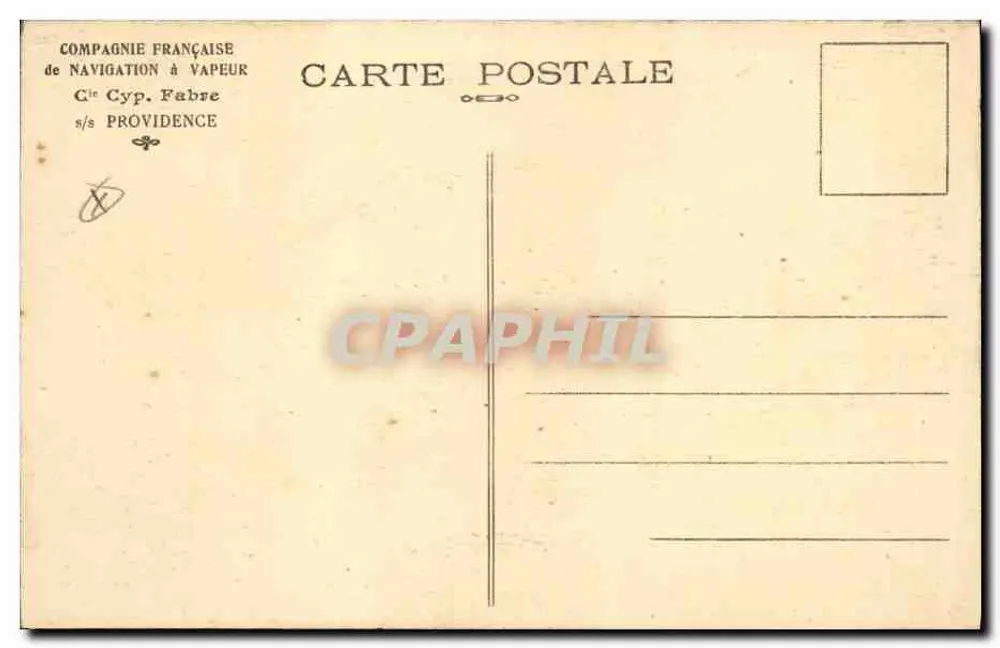 Côte d'Azur — Kreuzfahrt — Französische Dampfschifffahrts-Gesellschaft Cie Cyp. Fabre s/s Providence - Rückseite
