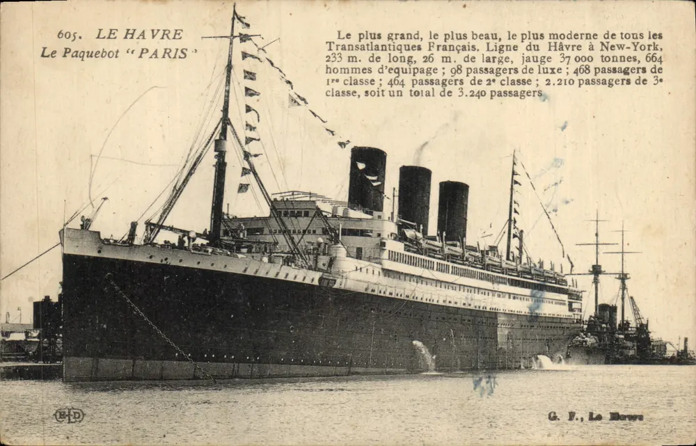 Le Havre — Il transatlantico "Paris" — G. F., Le Havre - Recto