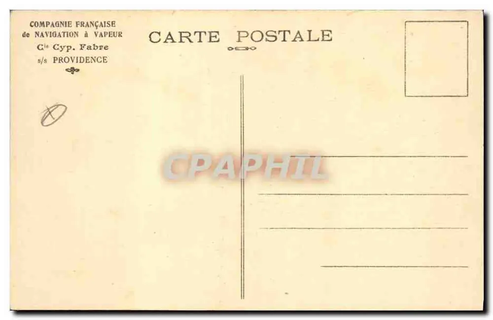 Dampfschiff — Compagnie Française de Navigation à Vapeur Cyp. Fabre — Serie Providence - Rückseite