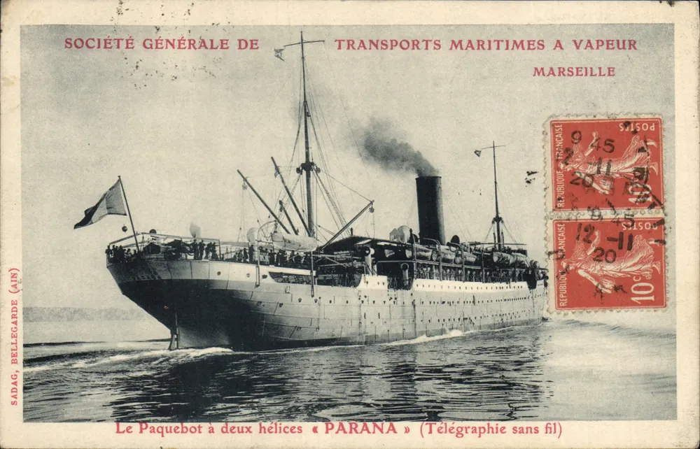 Parowóz z dwoma śmigłami «PARANA» — Spółka Głównej Pociągów Morskich z Paryża, Marsylia - Awers