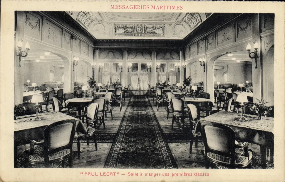 Esszimmer der ersten Klasse — "Paul Lecat" — Messageries Maritimes - Vorderseite