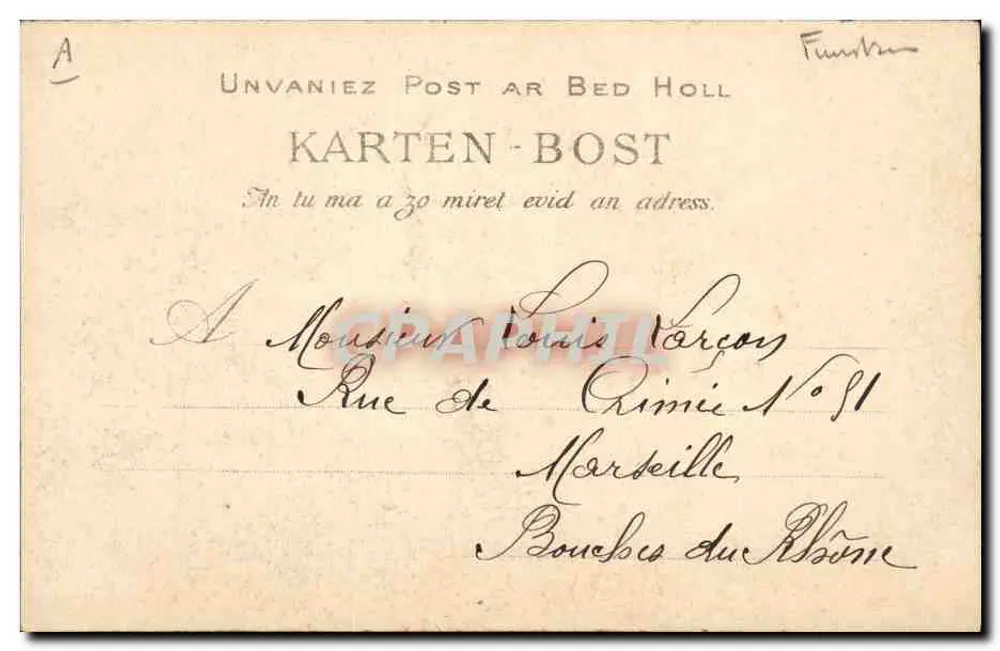 Junge Frau von der Île de Sein — Studie der bretonischen Kopfbedeckungen — Sammlung VILLARD, Quimper, Nr. 1244 - Rückseite