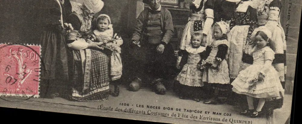 Die Goldene Hochzeit von Tad-Coz und Man Coz — Studie der verschiedenen Kleidung der Feier der Umgebung von Quimper — Villard, Quimper - Vorderseite