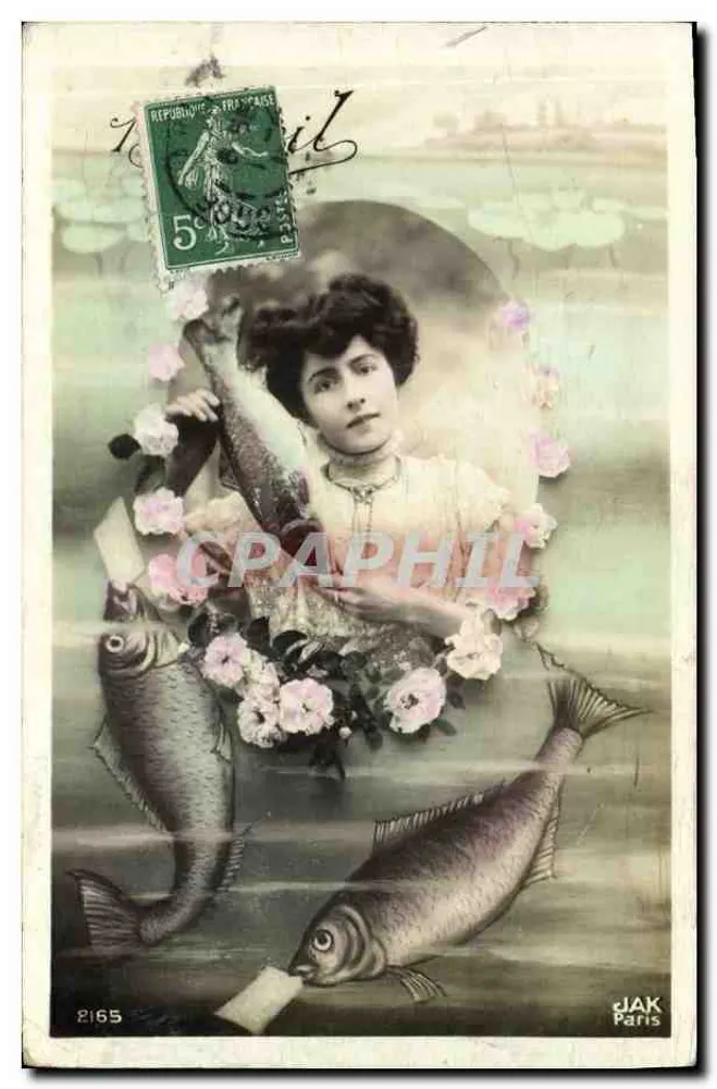 Junge Frau umgeben von Fischen — JAK Paris — Nr. 2165 - Vorderseite