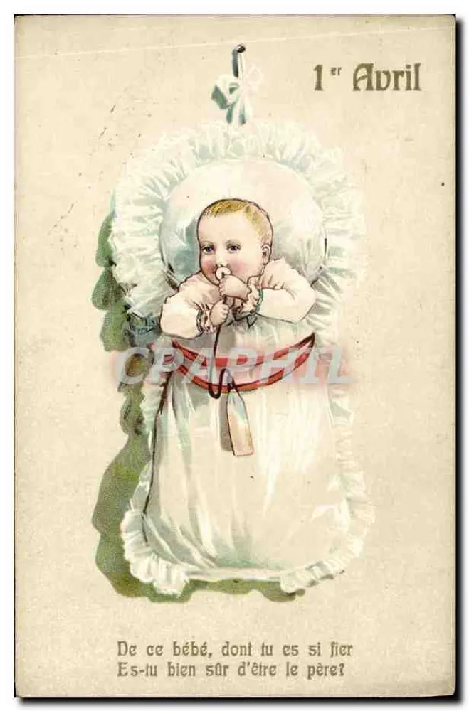 Baby im Wiegen — anhängendes Spielzeug — Serie B, Nr. 5014, Verlag Renié - Vorderseite