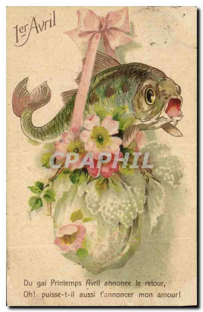 Peixe em um ovo decorado — 1º de Abril — editor não visível - Frente