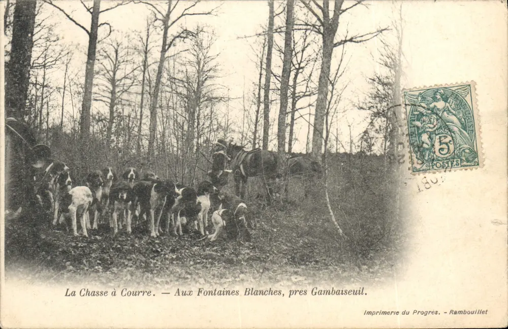 Die Jagd — Bei den Fontaines Blanches, nahe Gambaiseuil — Imprimerie du Progrès - Rambouillet - Vorderseite