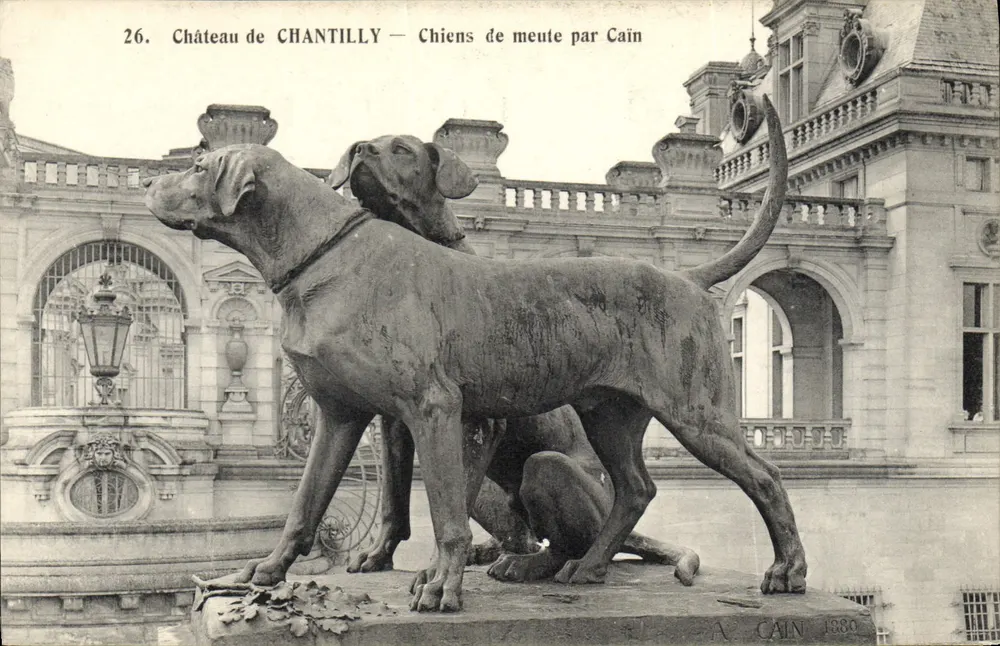 Château de Chantilly — Rudel Hunde von Cain — Héliotypie Bourdier et Faucheux - Vorderseite