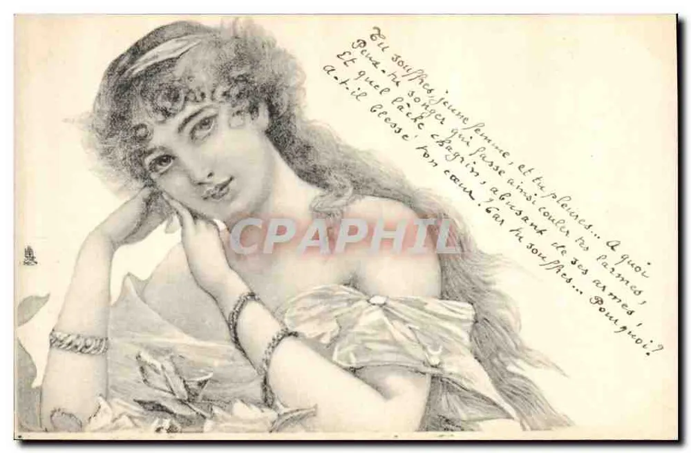 Junge Frau — romantischer Gedicht — Bayrakd Tukk et Fils, Paris, Serie 337 - Vorderseite