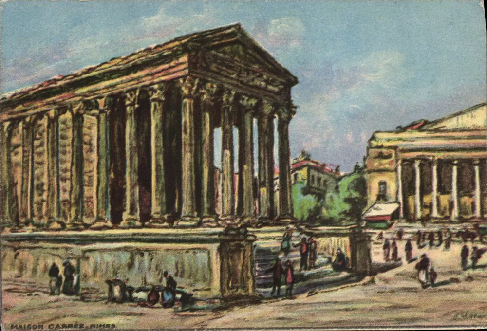 Maison Carrée - Nîmes — farbige Illustration — Verleger J. Hébert - Vorderseite
