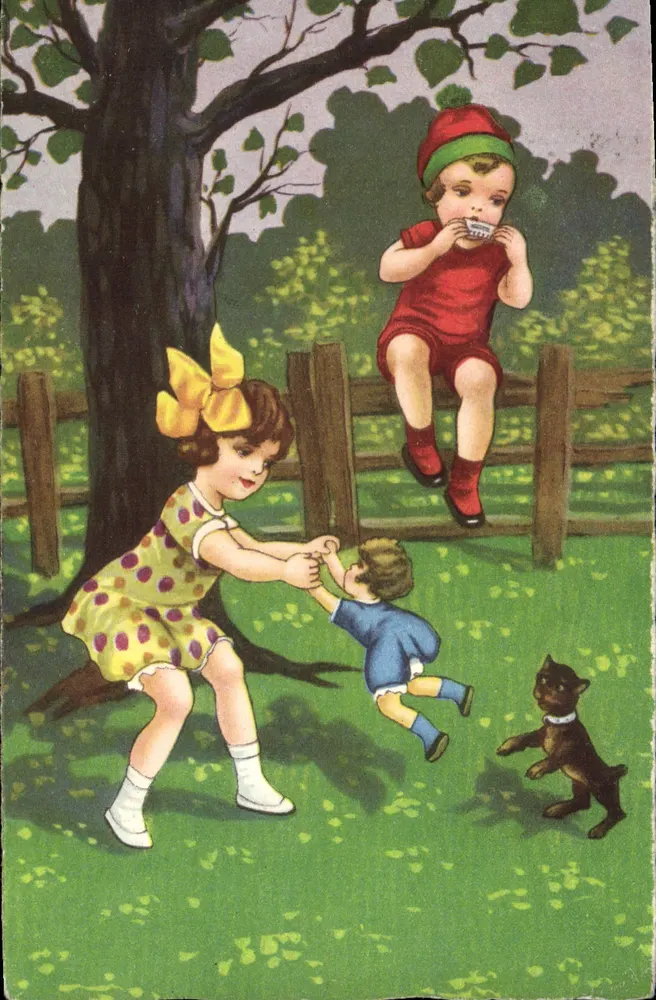 Kinder, die im Park spielen — Illustration — Verlag nicht sichtbar - Vorderseite