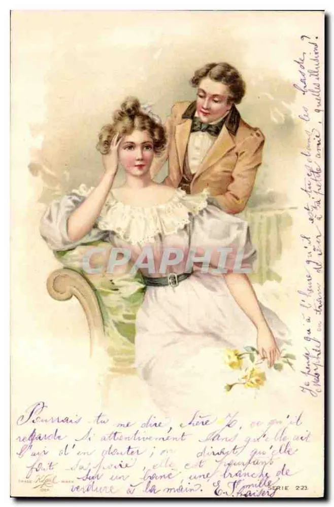 Junge Frau und Mann — LiebesSzene — P. K. MANS, Serie 223 - Vorderseite
