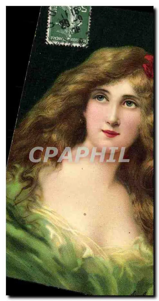 Junge Frau in grüner Robe — Verlag R. J. Sudou, Nr. 27 - Vorderseite