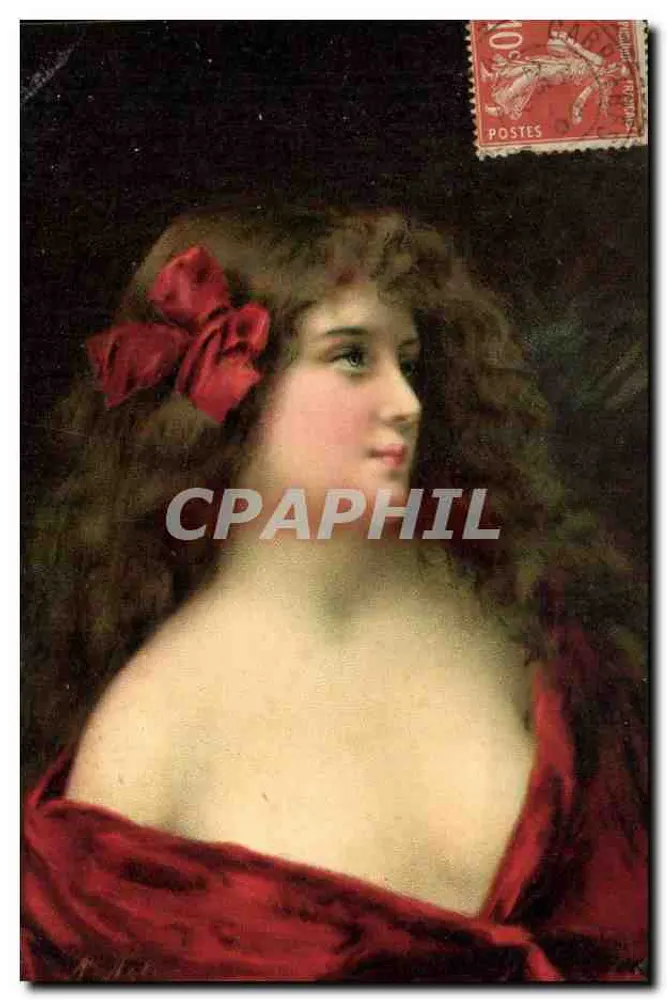 Junge Frau im roten Kleid — Portrait — R. F. Éditeurs, Serie 1292 - Vorderseite
