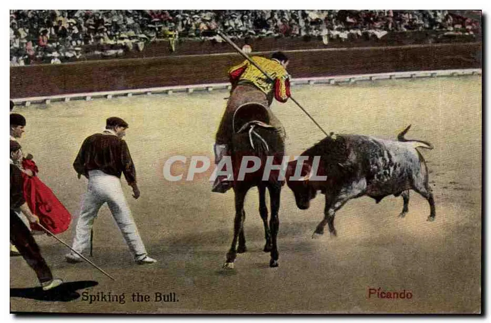Enfiando o touro — cena de corrida — Picando - Frente