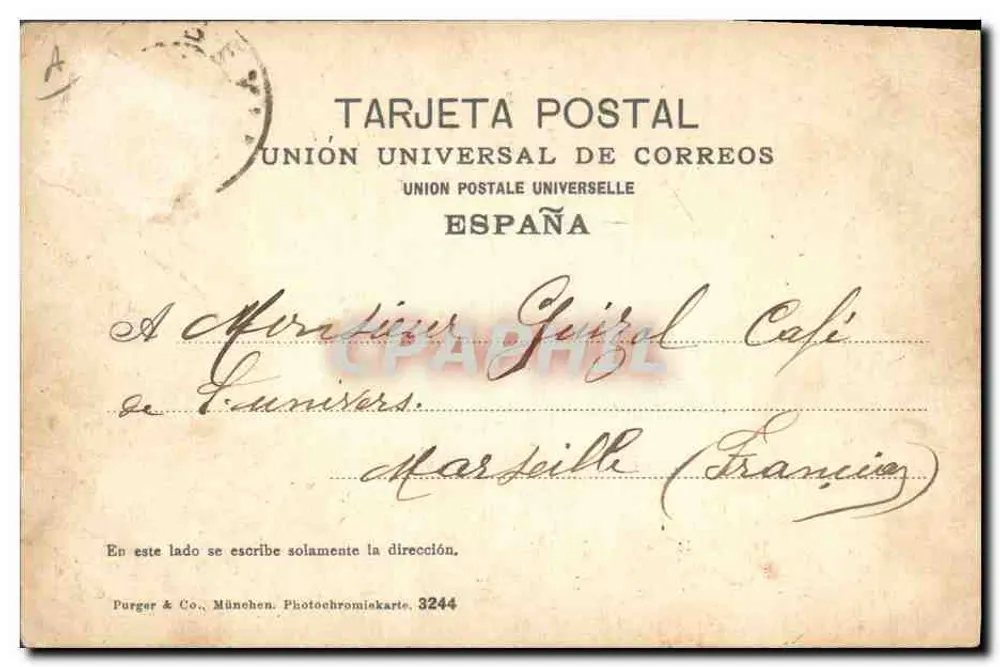 Torero e touro em uma arena — edição Purger & Co. n°3244 - Verso