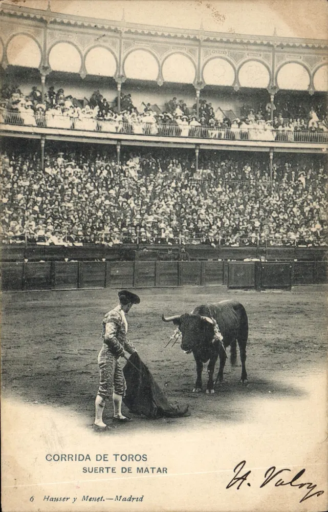 Corrida de toros — Suerte de matar à Madrid — éditeur Hauser y Menet, n°6 - Frente