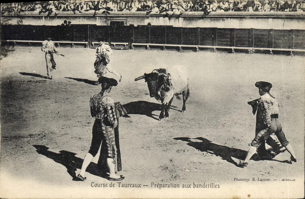 Stierkampf — Vorbereitung auf die Banderillas — Phototyp. E. Lacour — Arsenie - Vorderseite