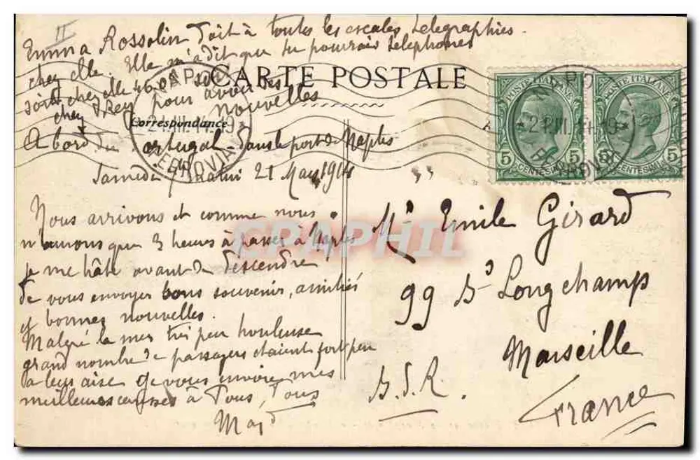 « Portugal » über das Meer — Messageries Maritimes — Nr. 1079 — E.L. - Rückseite