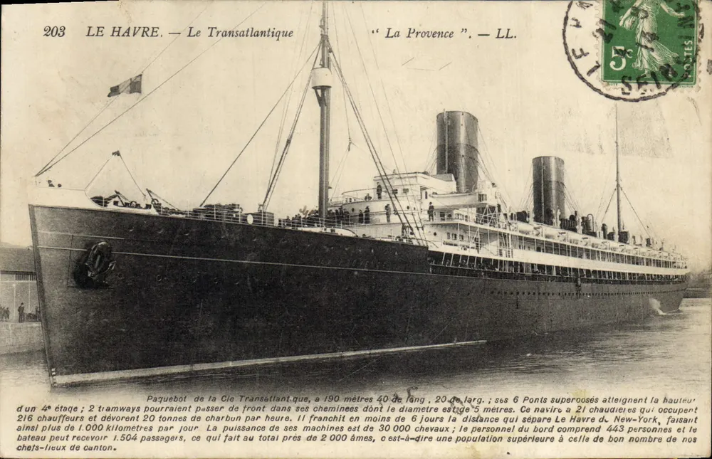 Le Havre — Der Transatlantische Dampfer "La Provence" — LL. - Vorderseite