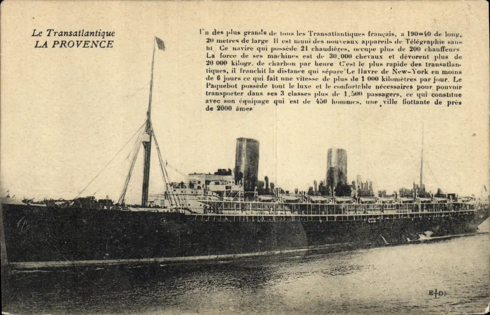 Der Transatlantiker LA PROVENCE — Verlag E. Dailey, Paris - Vorderseite
