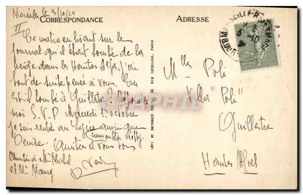 A "Provence" — navio da Compagnie Goudier-Canal — n° 208 - Verso
