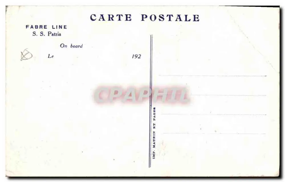 S.S. Patria — Schiff der Fabre-Linie — Verlag Maudrin et Pagnes - Rückseite
