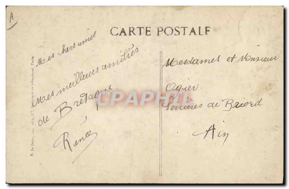 A Bretanha — Jovem Camponesa — Editor: La Belle, Paris, n° 126 - Verso