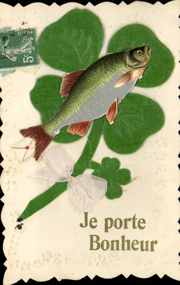 Fisch auf Kleeblatt — Ich bringe dir Glück — Unbekannter Verlag, Seriennummer nicht sichtbar - Vorderseite