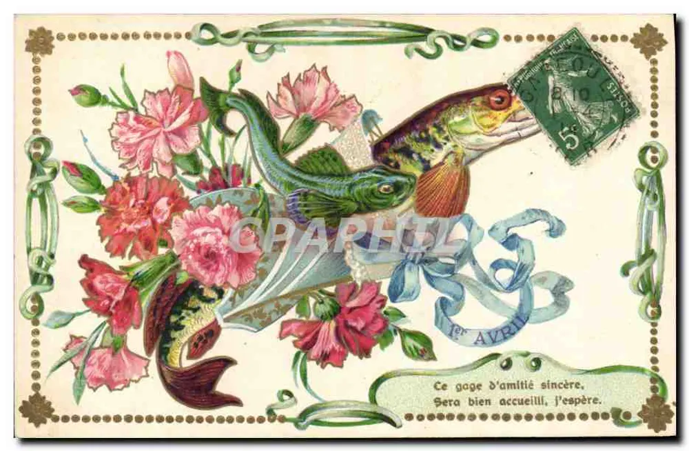 Blumen und Fisch — Zeichen aufrichtiger Freundschaft — K.P. Verlag, Paris, Serie 1-952 - Vorderseite