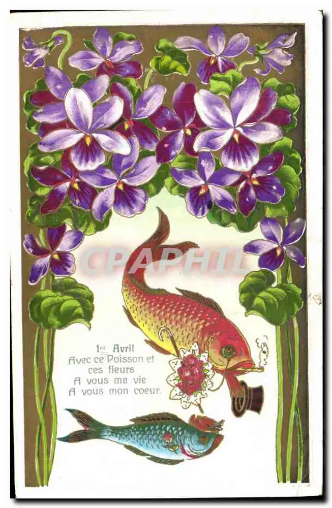Violette und Fische — 1. April — Verlag nicht sichtbar - Vorderseite