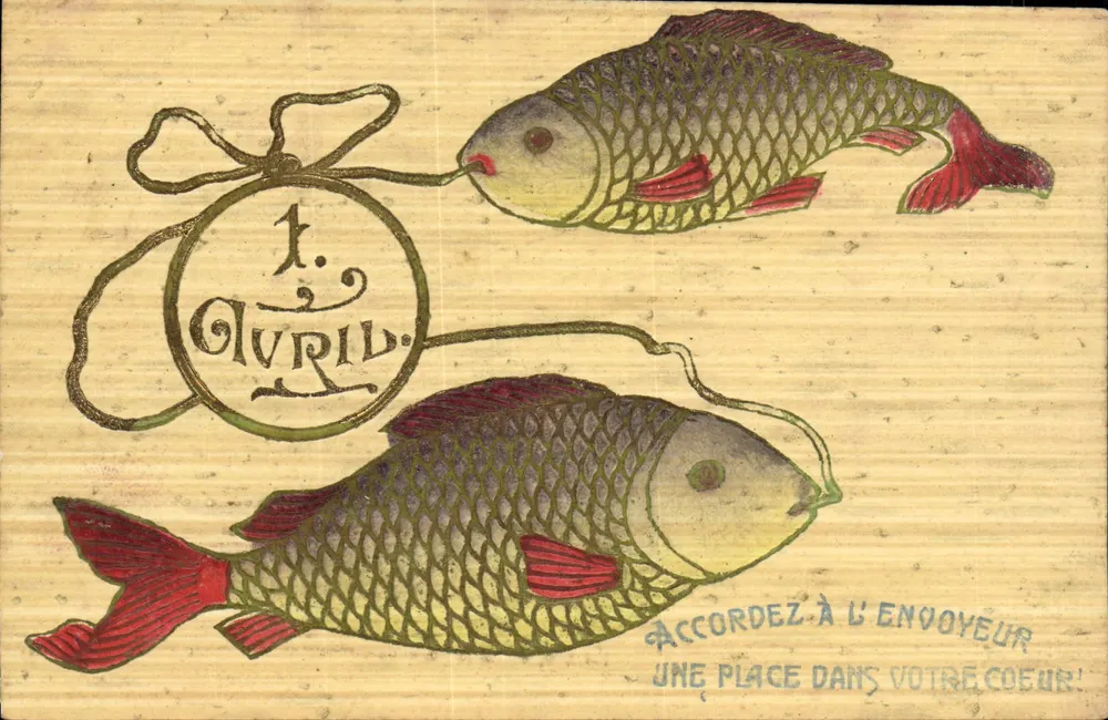 Zwei Fische — 1. April — Verlag unbekannt - Vorderseite