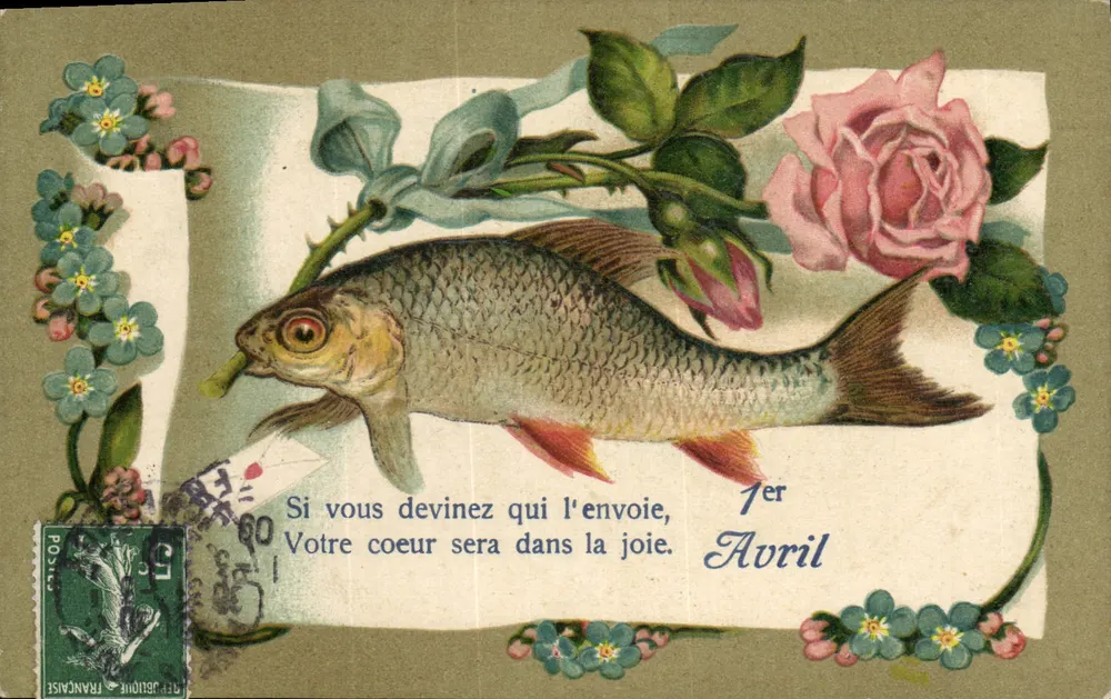 Fisch und Rose — 1. April — Verlag nicht sichtbar - Vorderseite