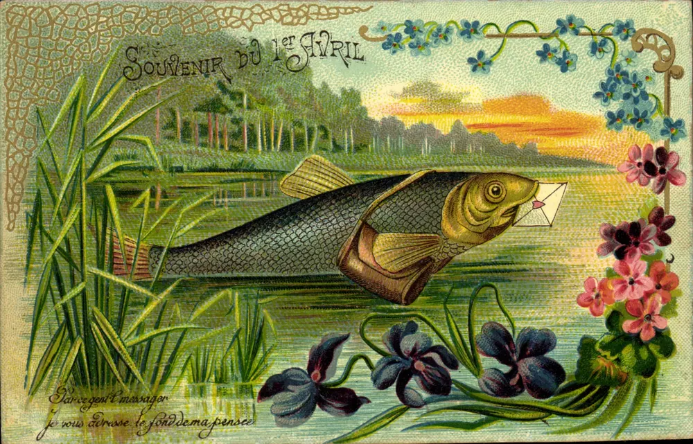 Botschaftsfisch — Erinnerung an den 1. April — Verlag nicht sichtbar - Vorderseite