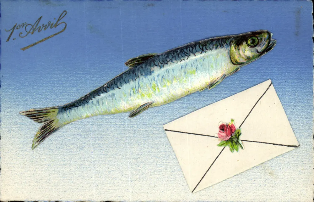 Fisch — mit Umschlag und Rose - Vorderseite