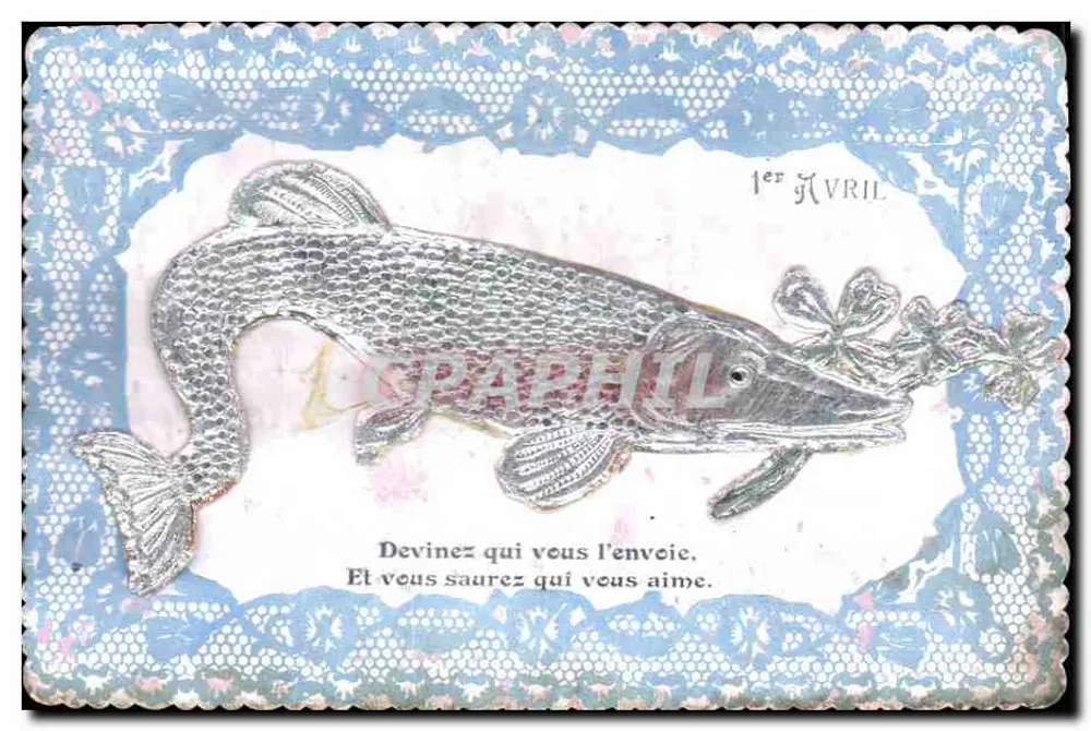 Fisch — 1. April — Humorvolle Ansichtskarte - Vorderseite