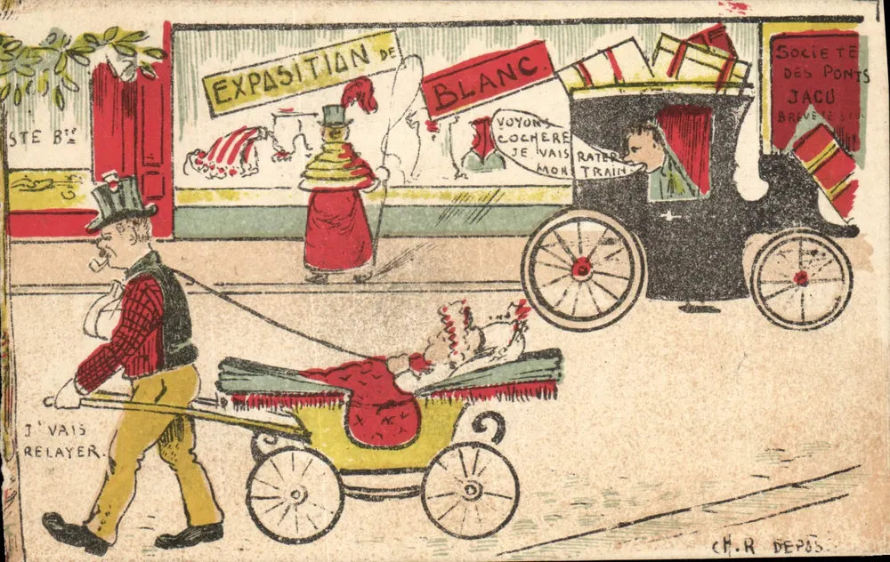 Exposition de Blanc — Werbung für die Jacu-Brücken-Gesellschaft — Zeichnung von C.H.R. Depôs - Vorderseite