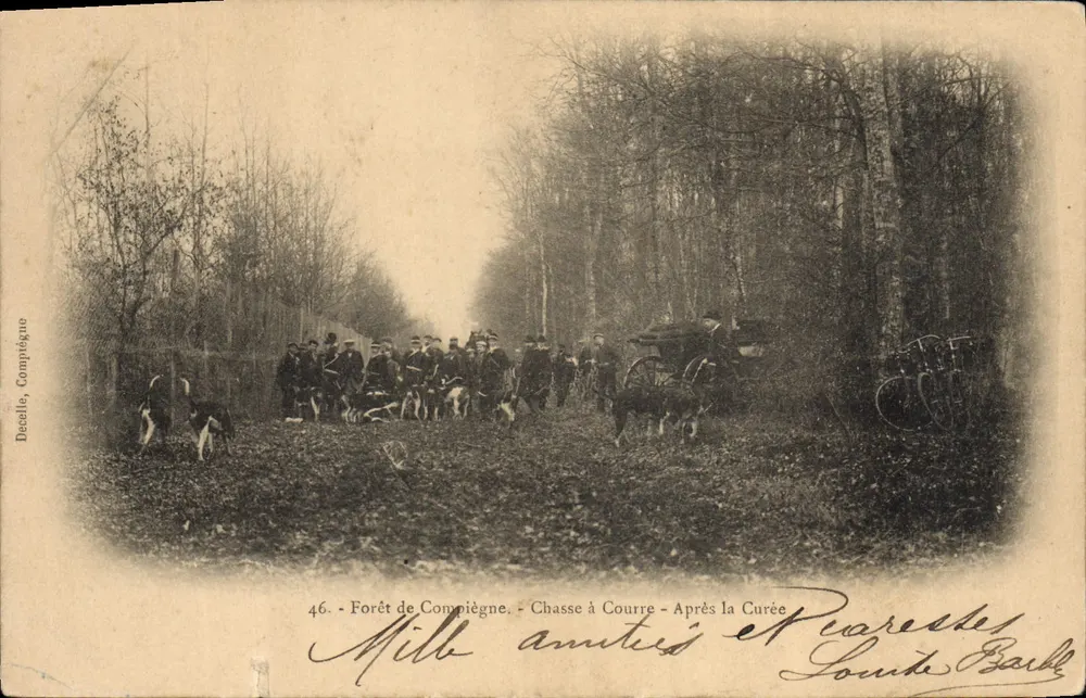 Forêt de Compiègne — Chasse à Courre après la Curée — éditeur Decelle, Compiègne, n°46 - Vorderseite