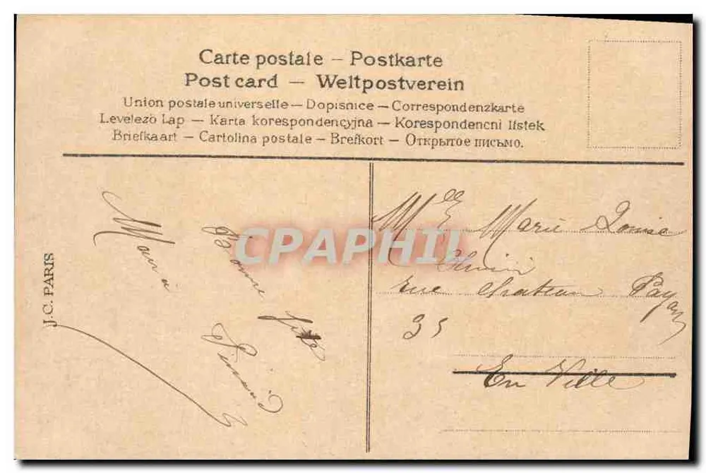 Küken in einem Schuh — Frohe Ostern — J.C. Paris - Rückseite