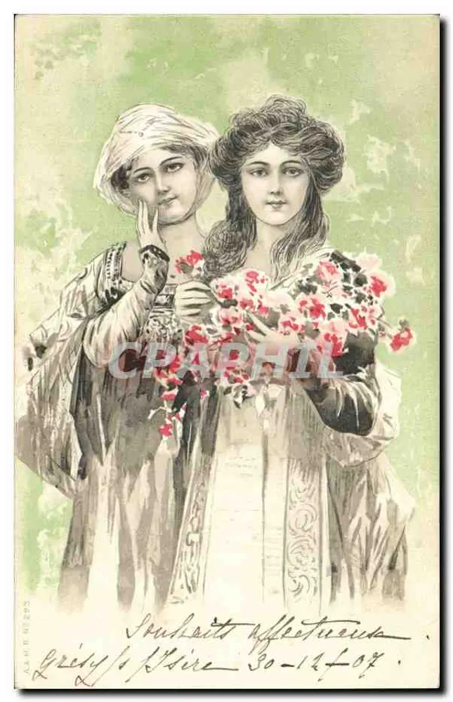 Zwei Frauen in orientalischer Kleidung — Herzenswünsche — A. LAMARRE N°232 - Vorderseite