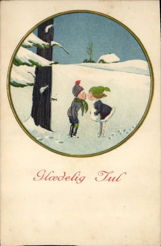 Kind und Kind in der Schnee — Glædelig Tul — Stenders Forlag - Vorderseite