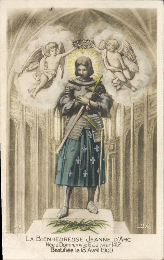 Die Selige Jeanne d'Arc — Statue in gothischer Umgebung — Verlag LUX, Nr. 578 - Vorderseite