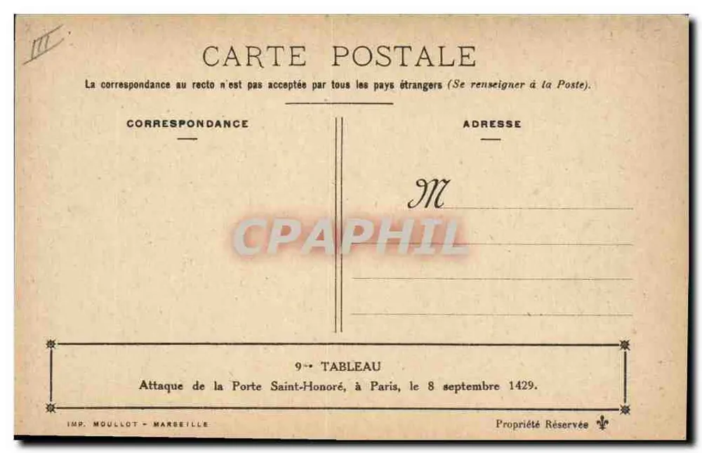 Angriff auf die Porte Saint-Honoré — Paris — IMP. MOULLOT - MARSEILLE - Rückseite