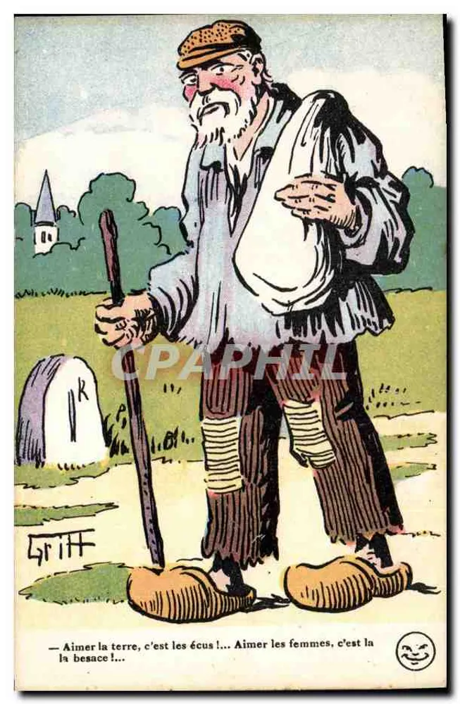 Amar a terra, é os escudos!... Amar as mulheres, é a bolsa! — Grift — Les Brevetanous Imp. Ltd. Paris, Série N°171 - Frente