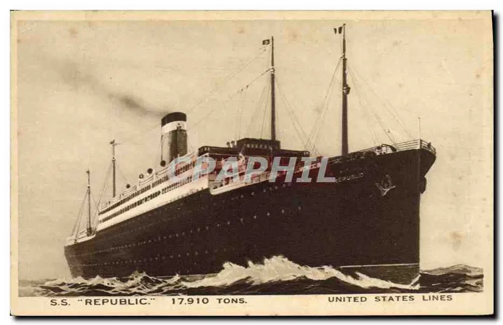 S.S. "Republic" — 17.910 Tonnen — United States Lines - Vorderseite