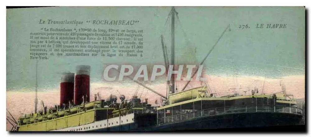 Der Transatlantiker "ROCHAMBEAU" — Le Havre — Nr. 276 - Vorderseite