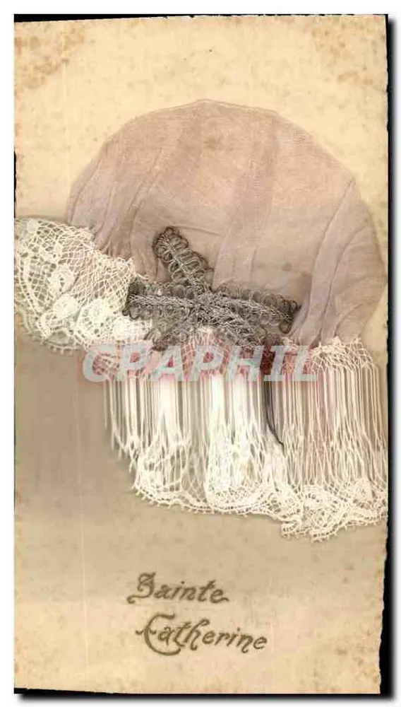 Sainte Catherine — relique de chapeau brodé — éditeur non visible - Recto