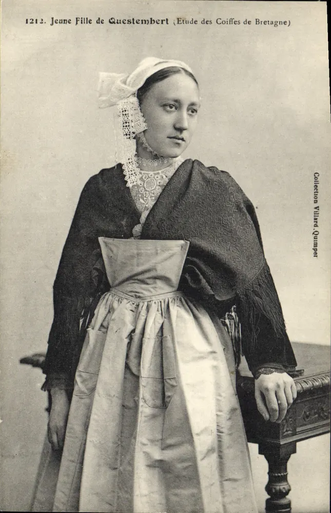 Jovem Menina de Questembert — Estudo dos Lenços da Bretanha — Coleção Villard, Quimper - Frente