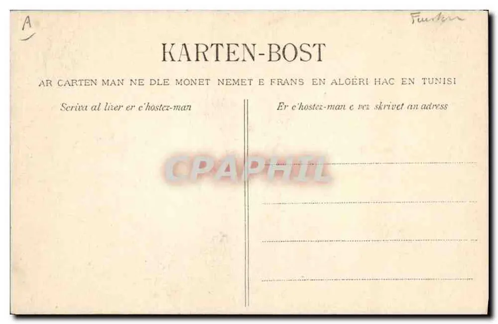Jovem de Huelgoat — Estudo dos chapéus da Bretanha — Coleção Villand, Quimper, n° 1030 - Verso